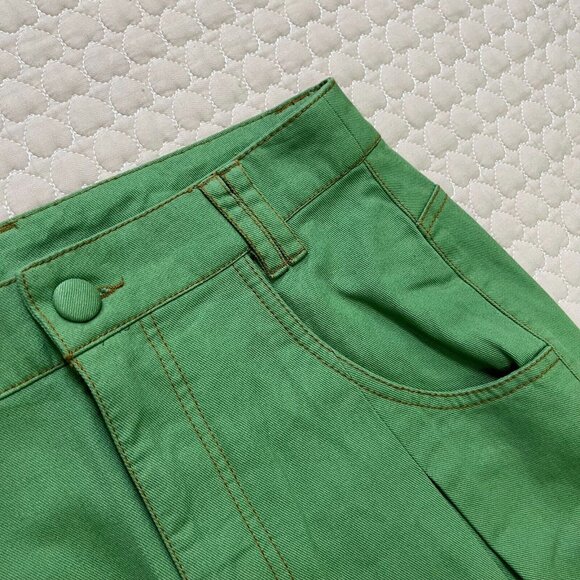 FARM Rio Green Straight Pleat Pants NWOT Women's Size 27 W29 Cotton High Waist - Picture 10 of 14